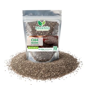 "Mukhlis organic chia seeds in standing pouch – superfood rich in omega-3, fiber, and protein"