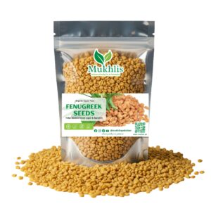 "Mukhlis premium fenugreek seeds in standing pouch – methi seeds for digestion and wellness"