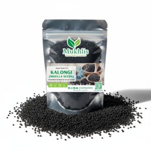 "Mukhlis premium kalongi seeds in standing pouch – nigella seeds for cooking and wellness"